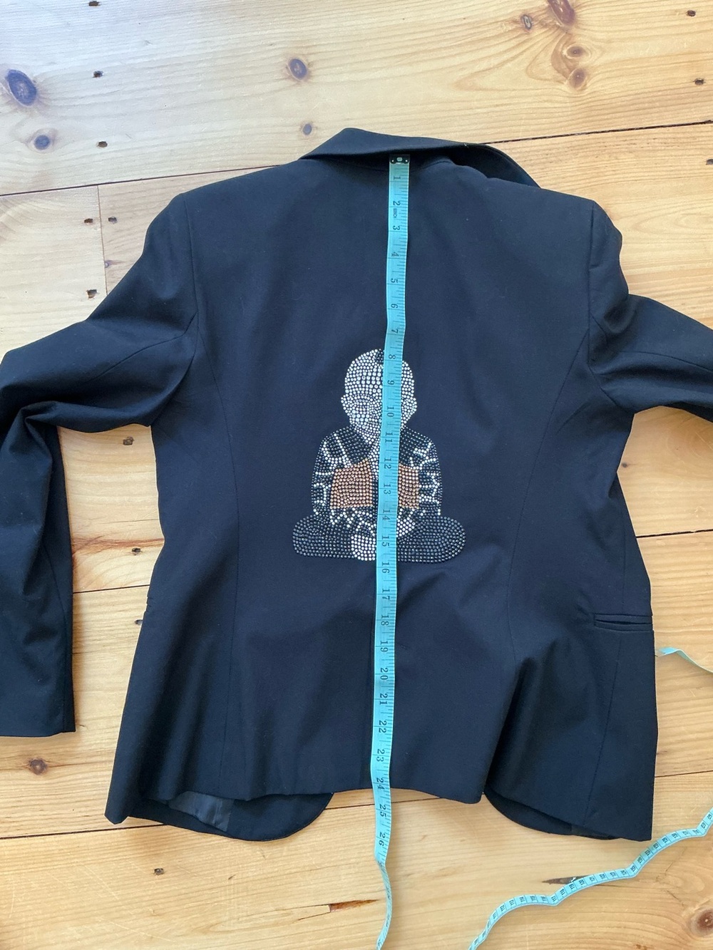 Hipchik Couture Black Blazer with Rhinestone Buddha Graphic - Size 6 - Picture 9 of 9